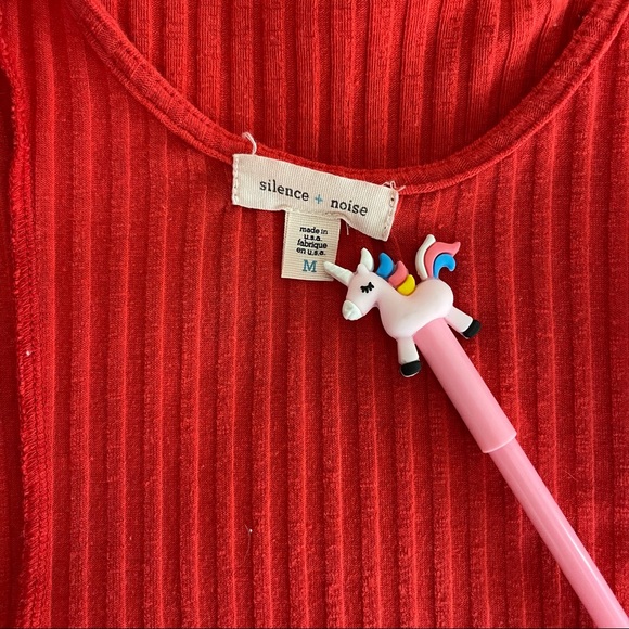 Silence + Noise Cold-Shoulder Ribbed Knit Dress Red Medium - Picture 5 of 5